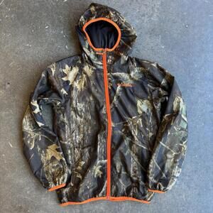 Columbia Boys Omni-Wick Camo Lightweight Jacket Large Orange Lining Outdoor